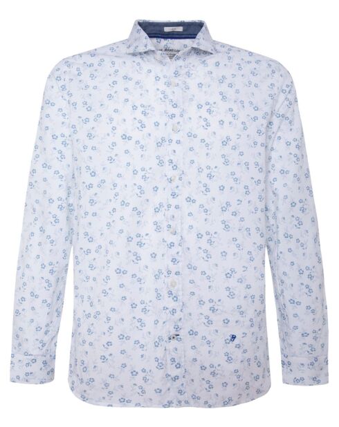 Chemise ajustée Darrel imprimée fleuri blanc/bleu