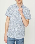 Chemise ajustée Liam à motifs blanc/bleu