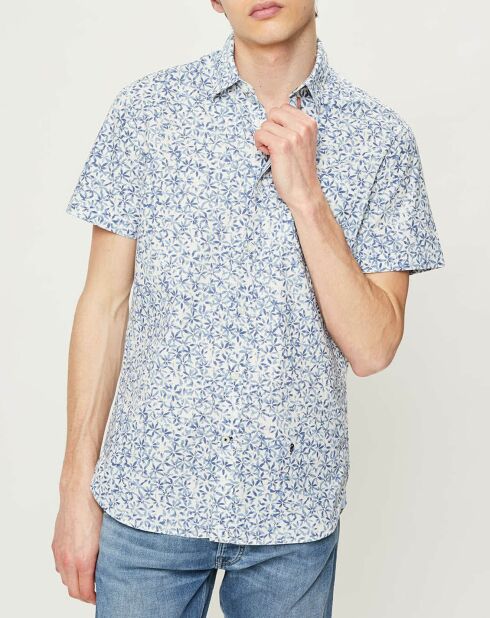 Chemise ajustée Liam à motifs blanc/bleu