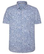 Chemise ajustée Liam à motifs blanc/bleu