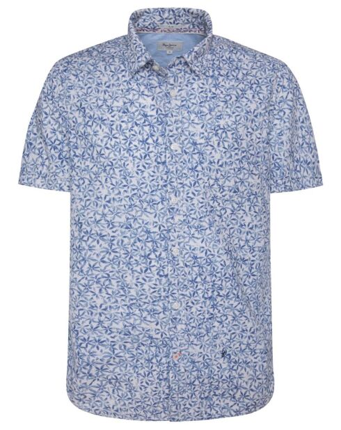 Chemise ajustée Liam à motifs blanc/bleu