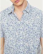 Chemise ajustée Liam à motifs blanc/bleu