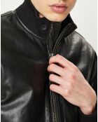 Blouson en Cuir d'Agneau Freddie Lamb Trendy noir