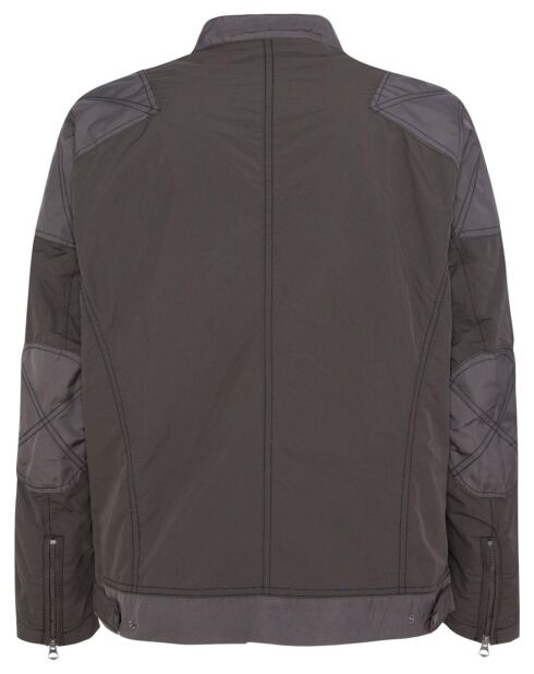 Blouson Motard Nylon marron/gris