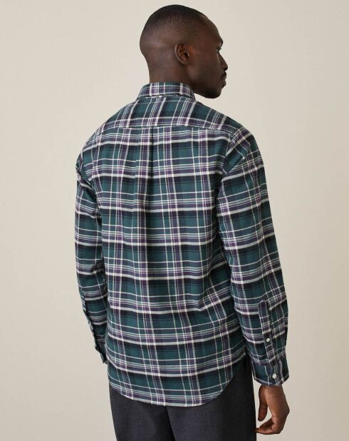 Chemise slim Mire à carreaux vert/marine