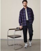 Chemise confort Farel à carreaux bleu marine