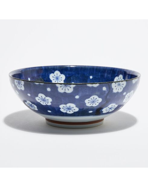 Saladier en Porcelaine japonaise Fleurs bleu/blanc/noir - D.21 cm