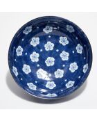 Saladier en Porcelaine japonaise Fleurs bleu/blanc/noir - D.21 cm