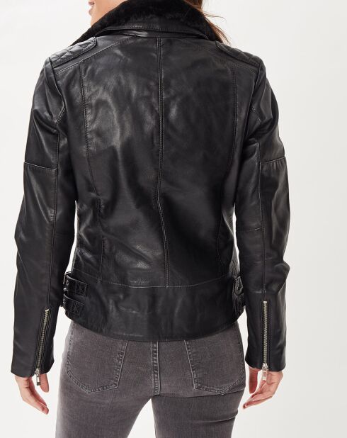 Veste en Cuir Melinda noire