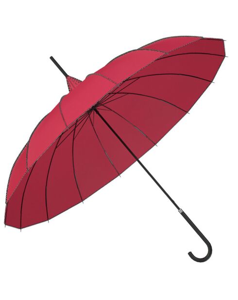 Sombrilla tipo pagoda con borde detallado - Apertura manual roja