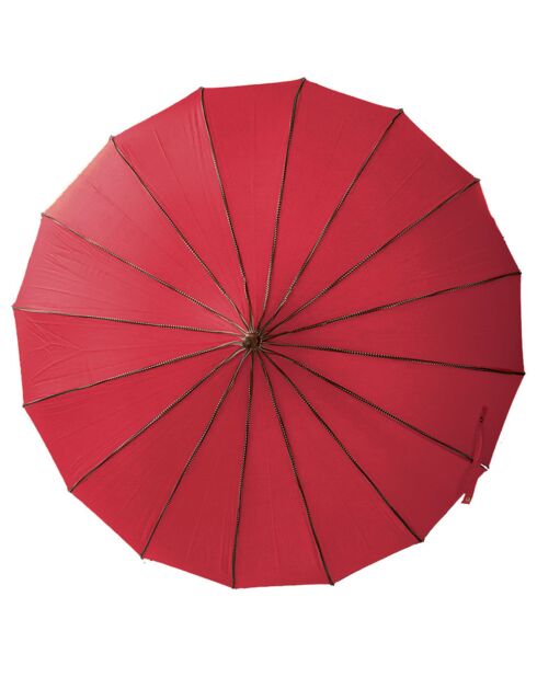 Sombrilla tipo pagoda con borde detallado - Apertura manual roja