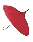 Parapluie pagode avec bordure detaillée - Ouverture manuelle rouge
