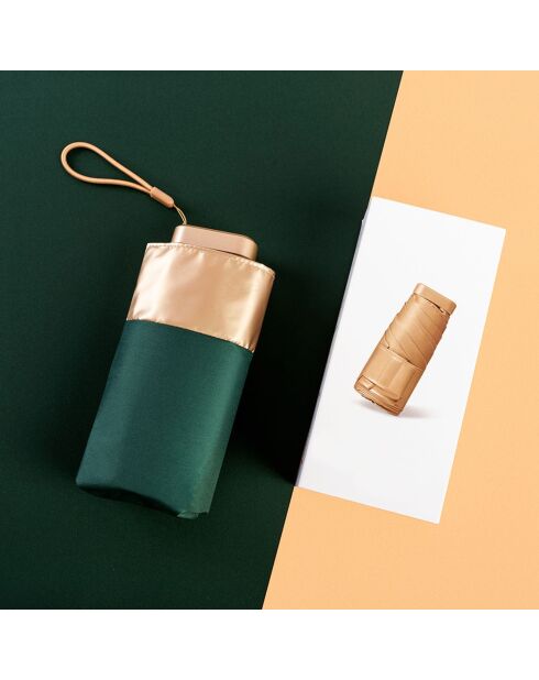 Mini opvouwbare paraplu - Handmatig te openen - Ultralicht en compact groen/goud