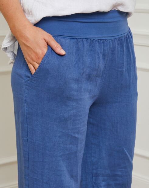 Eliana indigo broek van 100% linnen
