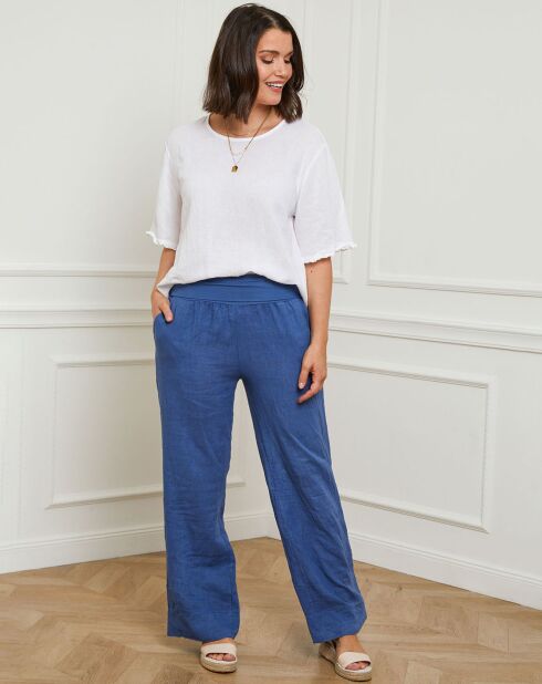 Eliana indigo broek van 100% linnen