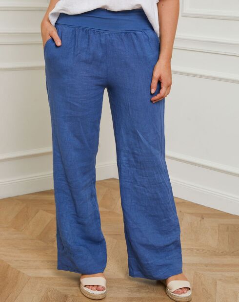 Eliana indigo broek van 100% linnen