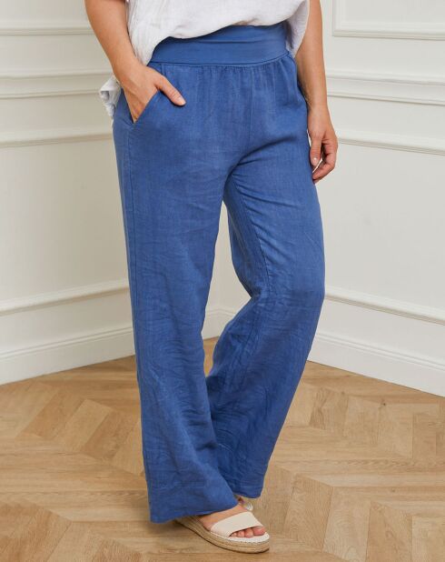 Eliana indigo broek van 100% linnen