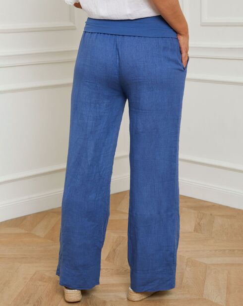 Eliana indigo broek van 100% linnen