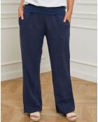 Pantalon 100% Lin Eliana marine