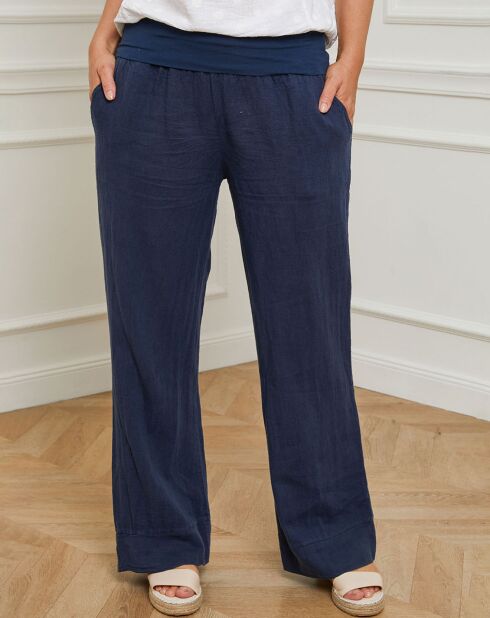 Pantalon 100% Lin Eliana marine