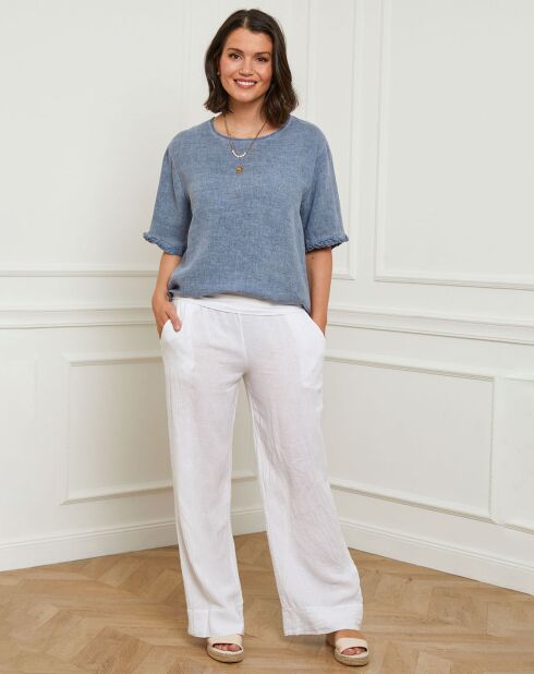 Pantalon 100% Lin Eliana blanc