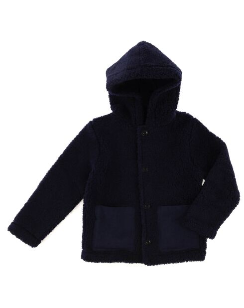 Veste fourrée à capuche sans doublure marine