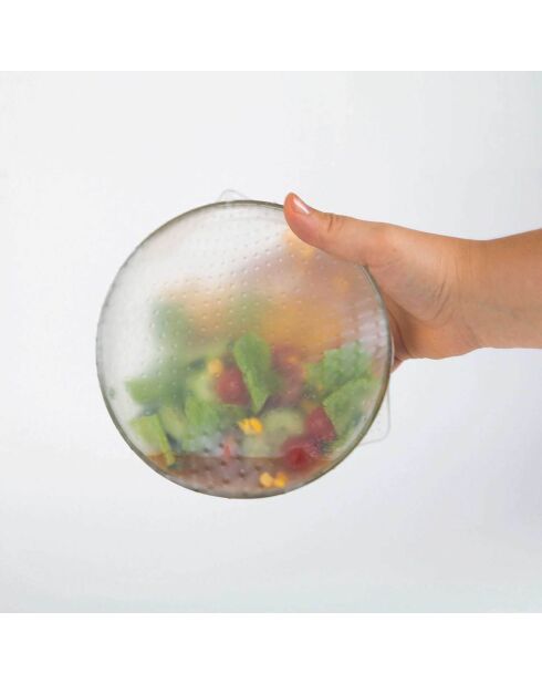 3 transparante vierkante uitschuifbare siliconen deksels - D.30 cm