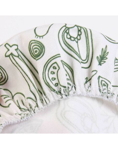 3 Couvercles en tissu reutilisable blanc/vert - D.21 cm