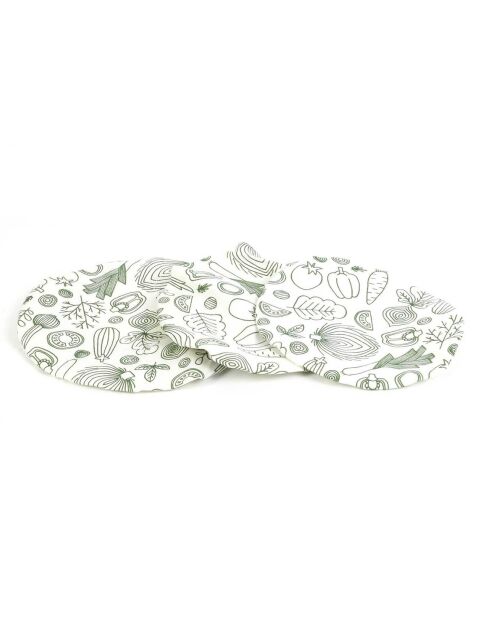 3 Couvercles en tissu reutilisable blanc/vert - D.21 cm