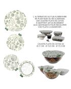 3 Couvercles en tissu reutilisable blanc/vert - D.21 cm