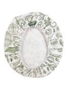 3 Couvercles en tissu reutilisable blanc/vert - D.21 cm