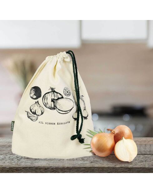 Sac de conservation réutilisable ivoire/noir - 21x26.5 cm