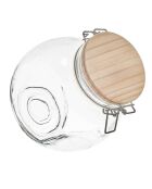 Bocal de conservation rond couvercle bois transparent - 1.7 L