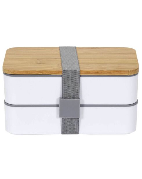 Lunch box 2 niveaux avec bande élastique multicolore - 18.5x9.5x10.5 cm