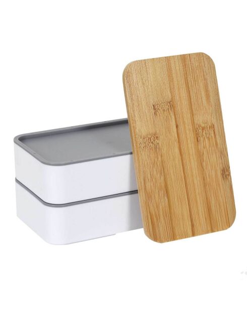 Lunch box 2 niveaux avec bande élastique multicolore - 18.5x9.5x10.5 cm