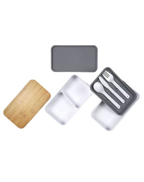 Lunch box 2 niveaux avec bande élastique multicolore - 18.5x9.5x10.5 cm