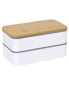 Lunch box 2 niveaux avec bande élastique multicolore - 18.5x9.5x10.5 cm