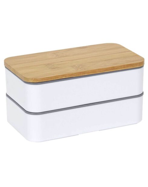 Lunch box 2 niveaux avec bande élastique multicolore - 18.5x9.5x10.5 cm