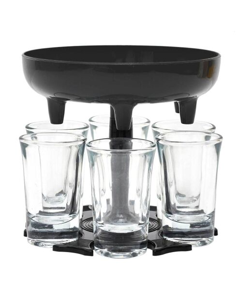 Distributeur de 6 verres à shooter noir - D.13 cm