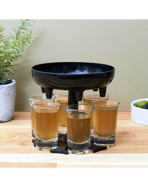 Distributeur de 6 verres à shooter noir - D.13 cm