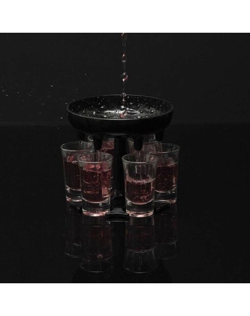 Distributeur de 6 verres à shooter noir - D.13 cm