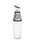 Bouteille huile bouchon doseur et bec verseur noir/transparent/gris - 7x28x7 cm