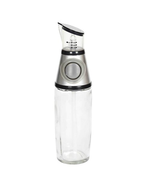 Bouteille huile bouchon doseur et bec verseur noir/transparent/gris - 7x28x7 cm