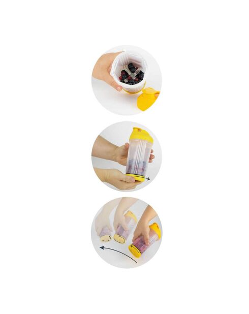 Geel/wit/transparante handmatige fruitblender - 45 cl