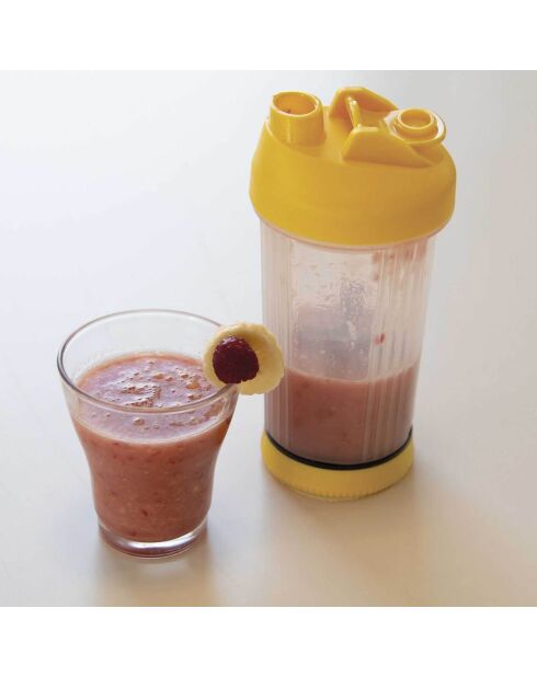 Geel/wit/transparante handmatige fruitblender - 45 cl