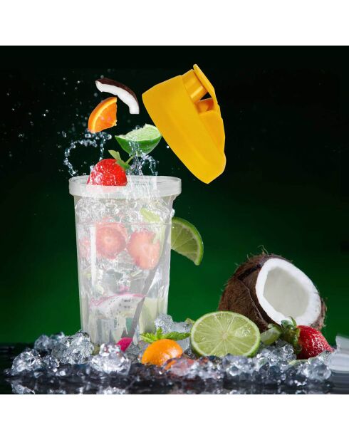 Geel/wit/transparante handmatige fruitblender - 45 cl