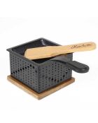 Raclette individuelle à la bougie bambou/noir/acier - 16.2x6.7x9.4 cm
