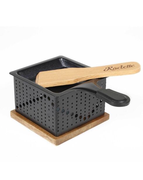 Raclette individuelle à la bougie bambou/noir/acier - 16.2x6.7x9.4 cm