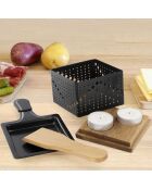 Raclette individuelle à la bougie bambou/noir/acier - 16.2x6.7x9.4 cm