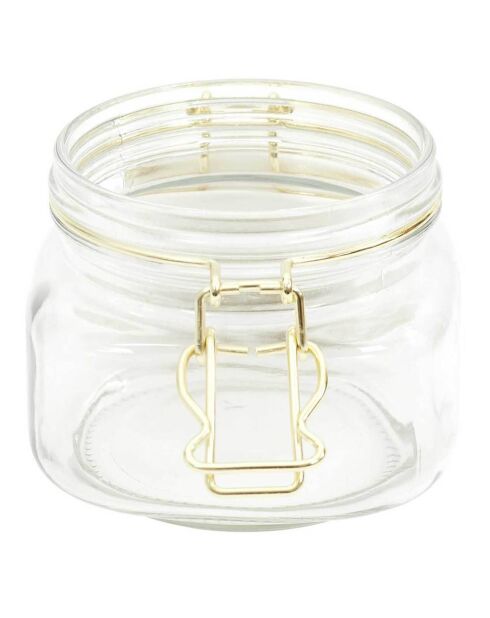 2 Bocaux en verre couvercle en Céramique blanc/doré - 13.2x11.3x10.8 cm